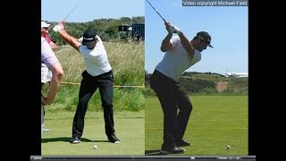 Jon Rahm golf swing  Long Iron faceon amp downtheline July 2017 [upl. by Telocin]