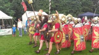 Roman Reenactment at the Amphitheatre in Caerleon Marching In [upl. by Refiffej]