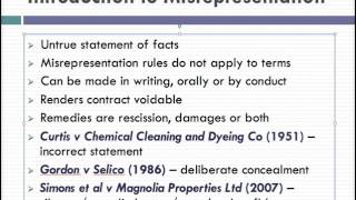 Misrepresentation Lecture 1 of 4 [upl. by Anahpos]